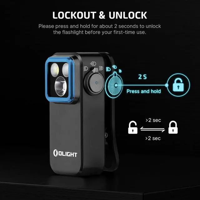 Alt view image 5 of 7 - Oclip Pro Rechargeable EDC Clip-on Flashlight, Black | Red Light, 500 Lumens Floodlight, Spotlight, Pocket-Sized, USB-C Charging, Magnetic, for Work, Signaling, Outdoor or Home Use