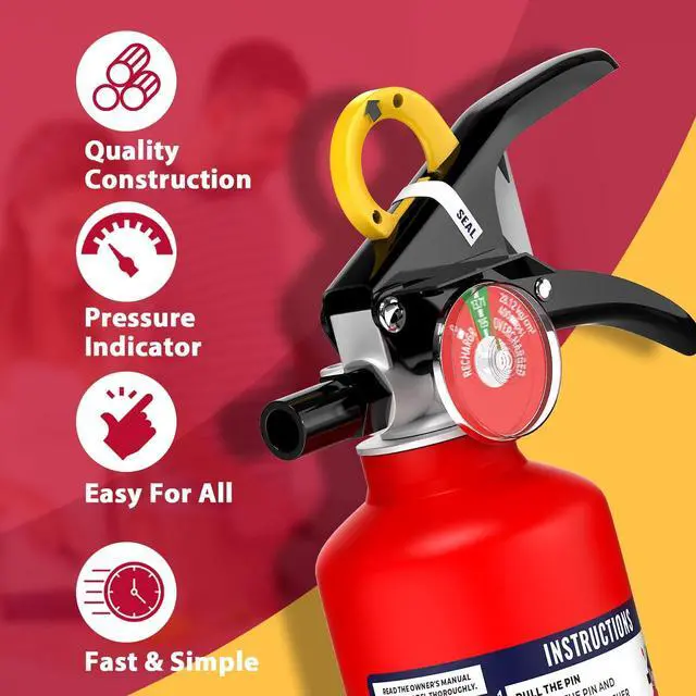 Alt view image 3 of 7 - Signature ABC Fire Extinguisher for Home, 2.5 lb, 1 Pack | 1-A:10-B:C Rated Dry Chemical Extinguisher Designed For Initial Household Fires In Kitchens, Garages And Living Areas