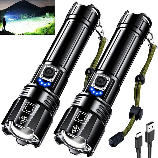 Main image of Rechargeable LED Flashlight 99000 High Lumens, Super Bright Flashlights with Zoomable & USB C Rechargeable & 5 Light Mode & IPX7 Waterproof, Powerful Flash Light for Home, Hiking, Camping