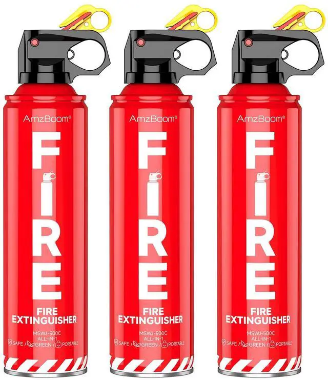 Main image of Fire Extinguisher for Home, Car, Kitchen, and Boat 3-Pack, Portable Extinguishing Aerosol Spray Compact A, B, C, K Includes Mounting Brackets for Easy Access