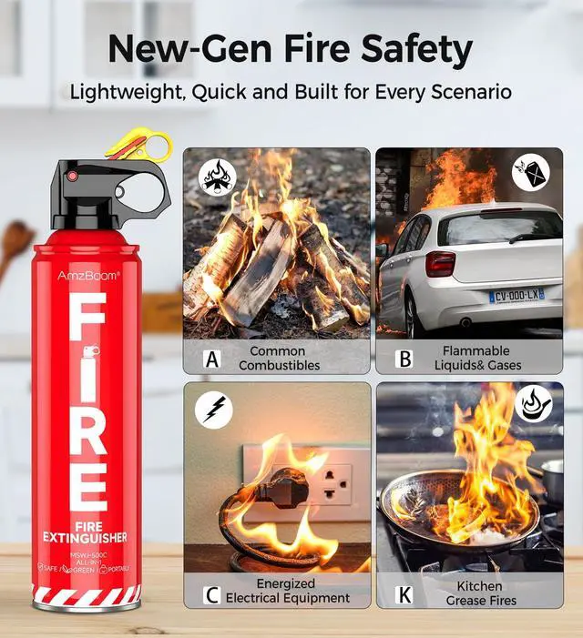 Alt view image 2 of 6 - 2-Pack Fire Extinguisher for Home, Kitchen, Car, and Grill with Mounting Bracket Extinguishing Spray, Compact A, B, C, K Eco-Friendly, Prevents Reignition