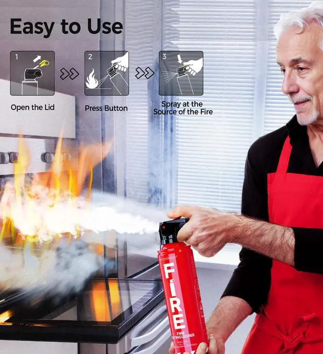 Alt view image 3 of 6 - 2-Pack Fire Extinguisher for Home, Kitchen, Car, and Grill with Mounting Bracket Extinguishing Spray, Compact A, B, C, K Eco-Friendly, Prevents Reignition