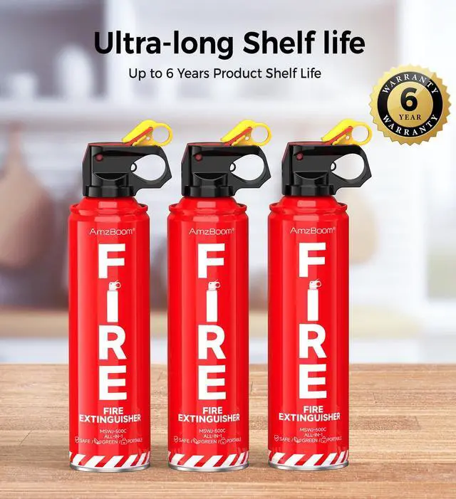 Alt view image 5 of 6 - Fire Extinguisher for Home, Car, Kitchen, and Boat 3-Pack, Portable Extinguishing Aerosol Spray Compact A, B, C, K Includes Mounting Brackets for Easy Access