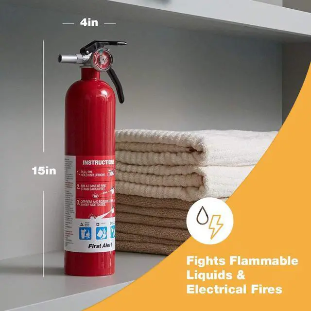 Alt view image 6 of 7 - Fire Extinguisher, Standard Home Use | HOME1, UL RATED 1-A:10-B:C, Red 1-Pack