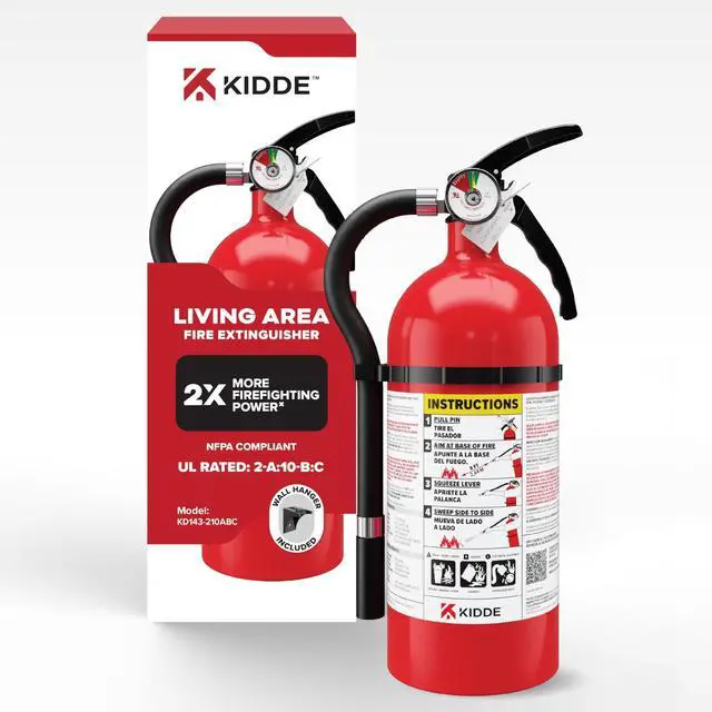 Main image of Living Area Fire Extinguisher for Home, 2-A:10-B:C, KD143-210ABC | Residential Multi-Purpose Extinguisher for Small to Medium Common Household Fires, 4lb. Dry Chemical