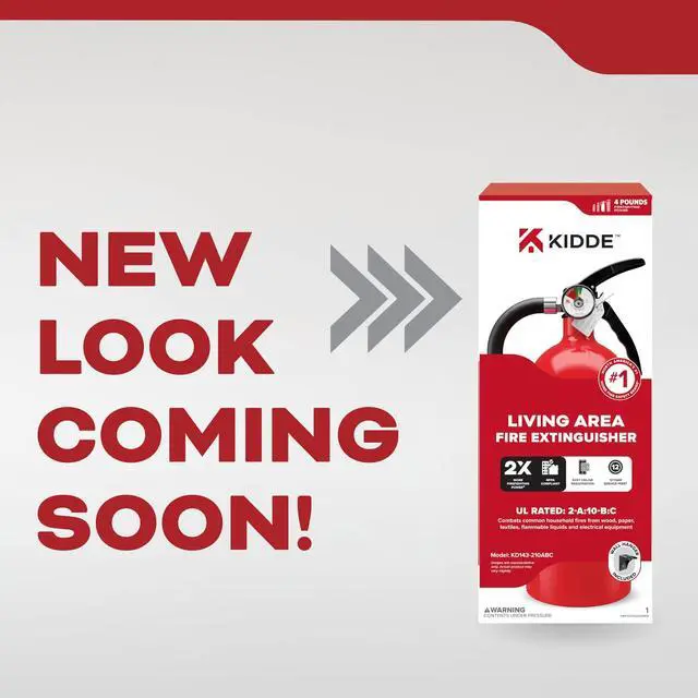 Alt view image 4 of 7 - Living Area Fire Extinguisher for Home, 2-A:10-B:C, KD143-210ABC | Residential Multi-Purpose Extinguisher for Small to Medium Common Household Fires, 4lb. Dry Chemical