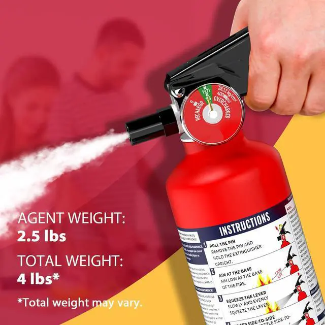Alt view image 2 of 7 - Signature ABC Fire Extinguisher for Home, 2.5 lb, 1 Pack | 1-A:10-B:C Rated Dry Chemical Extinguisher Designed For Initial Household Fires In Kitchens, Garages And Living Areas