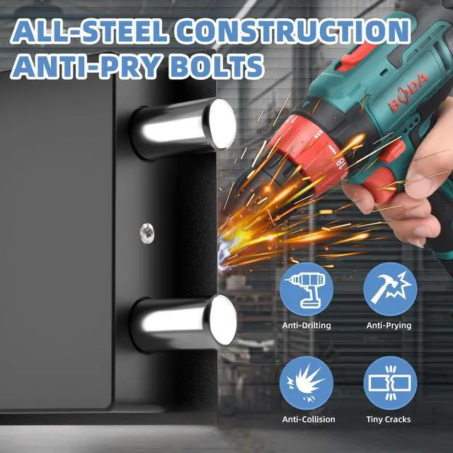 Alt view image 6 of 7 - Digital Electronic Money Safe, Steel Security Lock Box with Keypad, Office Hotel Business Jewelry Gun Cash Safe, 0.23 Cubic Feet, 9.06" W x 6.69" D x 6.69" Hblack