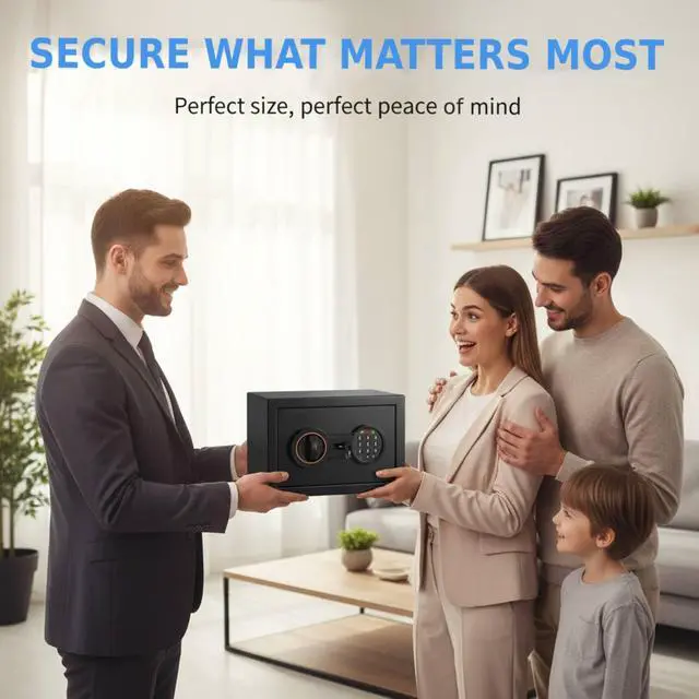 Alt view image 2 of 7 - Small Safe for Home, 6.69"H Safe Box with Fireproof Waterproof Bag | Money Safe with Alarm System, Sensor LED Light, Wall/Floor Mountable, Hidden Safes for for College Dorm Room