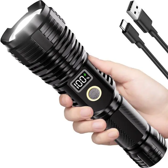 Main image of Rechargeable Flashlights High Lumens, 100000LM LED Super Bright Flash Light | LCD Display, Long Range & Long Lasting, Zoomable, Waterproof, 5 Modes, Tactical Linternas for Home Emergencies Camping
