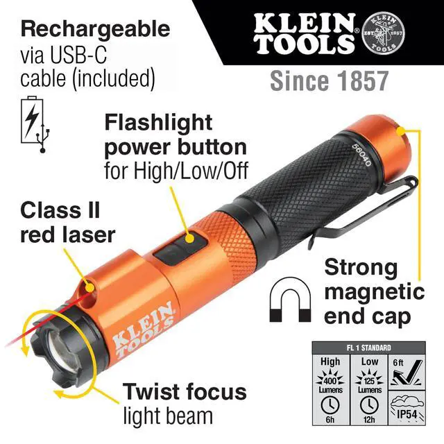 Alt view image 2 of 7 - 56040 Magnetic LED Flashlight, 350 Lumen Rechargeable Flashlight, Twist Focus, Laser Pointer, Hands-Free, USB Charging Cable, for Work and Outdoor