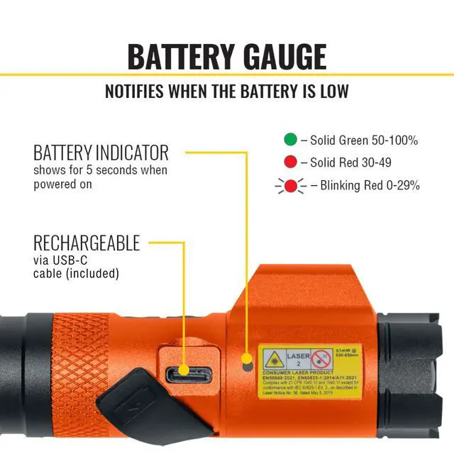 Alt view image 4 of 7 - 56040 Magnetic LED Flashlight, 350 Lumen Rechargeable Flashlight, Twist Focus, Laser Pointer, Hands-Free, USB Charging Cable, for Work and Outdoor