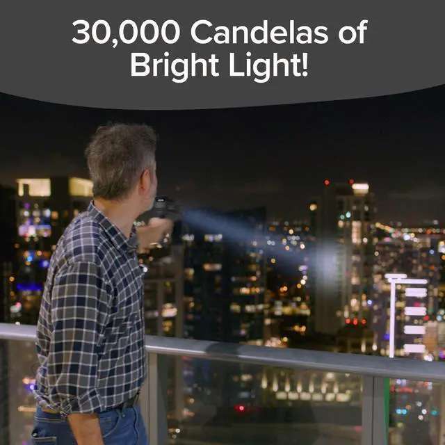 Alt view image 3 of 7 - Platinum Rechargeable Spotlight, Tactical Flashlight, 10 Modes | Super Bright Rechargeable Spotlight with 10 Light Modes, Turbo Boost, Phone Charger & Kickstand for Camping & Emergencies