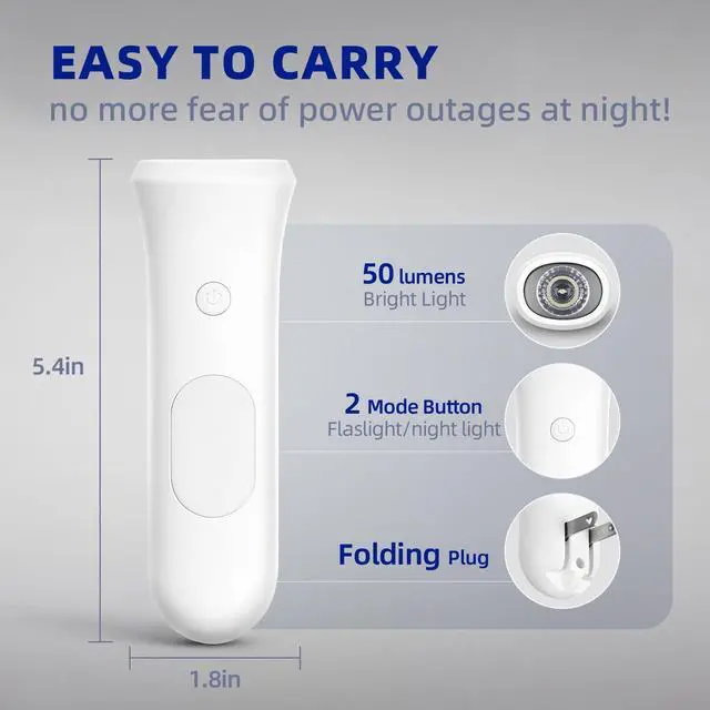 Alt view image 5 of 7 - 4 in 1 Emergency Lights for Home Power Failure, 3 Pcs Rechargeable LED Flashlight Plug in Wall, Automatic Turn-On Power Outage Night Light Flashlight for Hurricane Preparedness Items