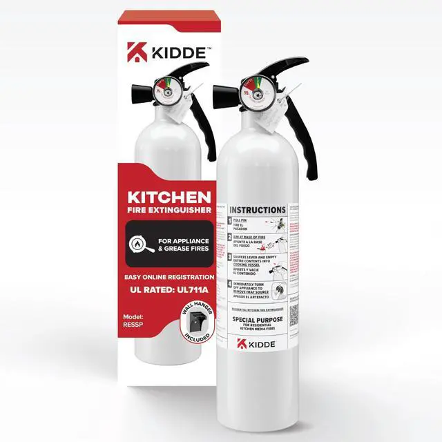 Main image of Kitchen Fire Extinguisher, 711A, RESSP | Home Extinguisher for Small Cooking Oil and Grease Fires in Residential Kitchens, 2.5 lb. Dry Chemical