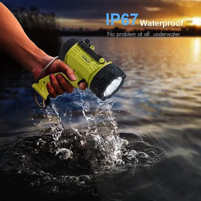 Alt view image 3 of 7 - Rechargeable Spotlight Flashlight with 2000,000 High Lumen LED, IP67 Waterproof Long Running Spot Light searchlight, Impact Resistant Handheld Spotlight with Foldable Stand and Red Lens