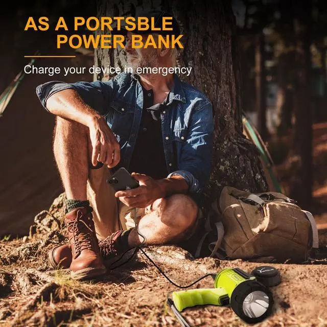 Alt view image 6 of 7 - Rechargeable Spotlight Flashlight with 2000,000 High Lumen LED, IP67 Waterproof Long Running Spot Light searchlight, Impact Resistant Handheld Spotlight with Foldable Stand and Red Lens