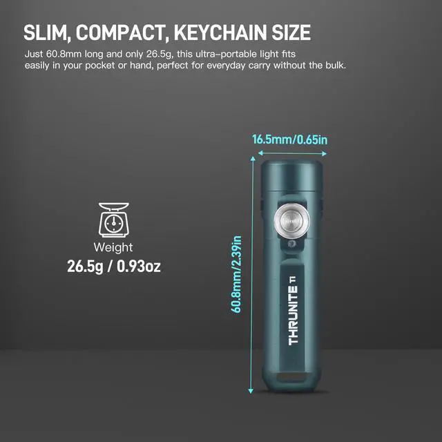 Alt view image 2 of 7 - Ti Keychain Flashlight, USB-C Rechargeable EDC Pocket Light, 650 Lumens with Magnetic Tailcap, 5 Modes, IPX-6 Waterproof Mini Flashlight for Camping, Everyday Carry (Genie Blue)
