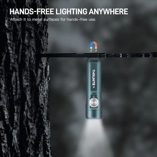 Alt view image 3 of 7 - Ti Keychain Flashlight, USB-C Rechargeable EDC Pocket Light, 650 Lumens with Magnetic Tailcap, 5 Modes, IPX-6 Waterproof Mini Flashlight for Camping, Everyday Carry (Genie Blue)