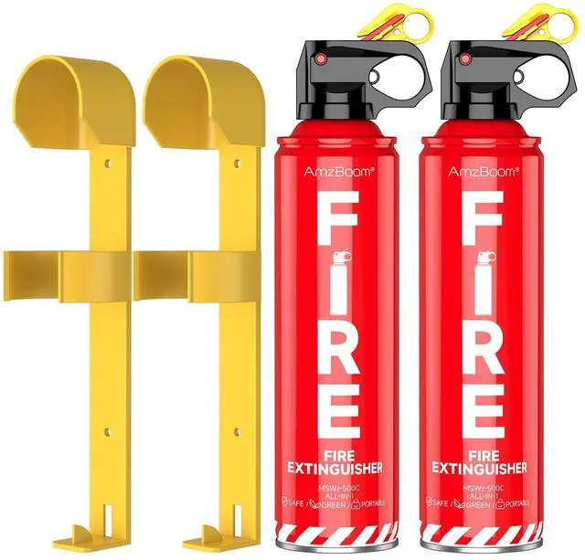 Main image of 2-Pack Fire Extinguisher Kit,Compact ABCK Spray for Home, Kitchen, Car, Grill | Eco-Friendly, Anti-Reignition | Mounting Bracket