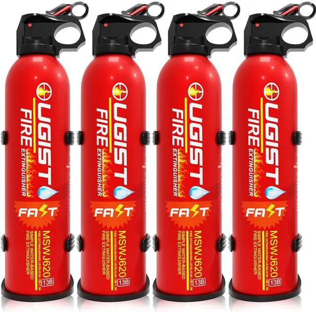 Main image of Multipurpose Fire Extinguisher (4 Pack, 21oz Each) with Wall Mount Bracket, Water-Based Foam No Residue, for Kitchen Grease & Electrical Fires, Portable Small Extinguisher for Home, Vehicle & Office