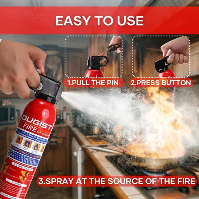 Alt view image 3 of 7 - Multipurpose Fire Extinguisher (4 Pack, 21oz Each) with Wall Mount Bracket, Water-Based Foam No Residue, for Kitchen Grease & Electrical Fires, Portable Small Extinguisher for Home, Vehicle & Office