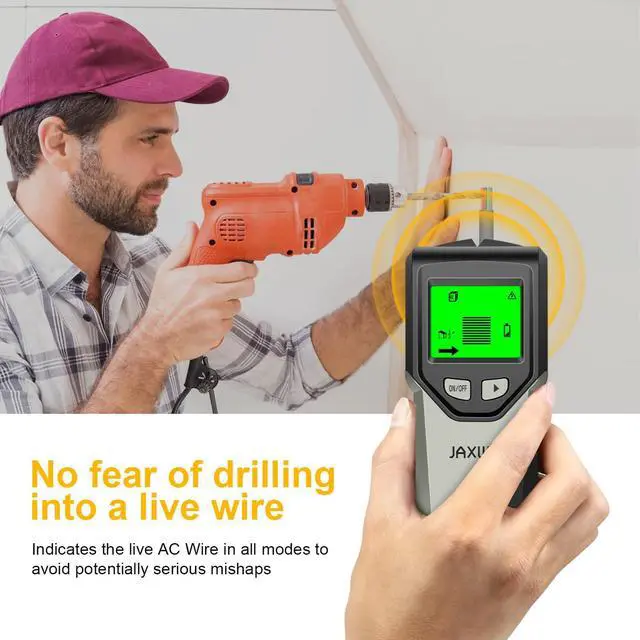 Alt view image 5 of 7 - Stud Finder Wall Scanner - 5 in 1 Stud Finder Tool w/Smart Chip and HD LCD Display, Stud Detector Beam Finders for the Center and Edge of Wood AC Wire Metal Studs Joist Pipe (Grayish)