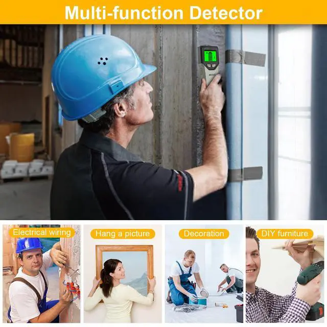 Alt view image 7 of 7 - Stud Finder Wall Scanner - 5 in 1 Stud Finder Tool w/Smart Chip and HD LCD Display, Stud Detector Beam Finders for the Center and Edge of Wood AC Wire Metal Studs Joist Pipe (Grayish)