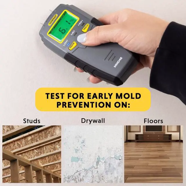 Alt view image 2 of 7 - MMD4E Moisture Meter for Wood, Walls & Water Leak Detection | Pinless wood moisture meter for drywall & walls. Detects mold & humidity. Water leak detector for home moisture testing