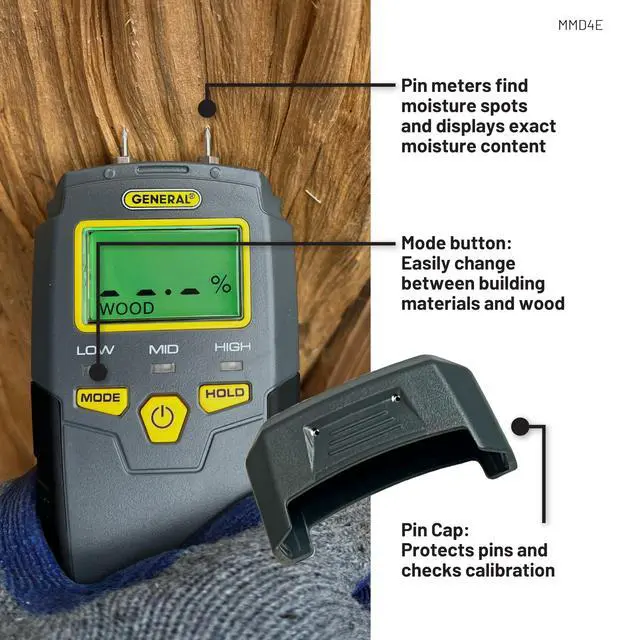 Alt view image 5 of 7 - MMD4E Moisture Meter for Wood, Walls & Water Leak Detection | Pinless wood moisture meter for drywall & walls. Detects mold & humidity. Water leak detector for home moisture testing