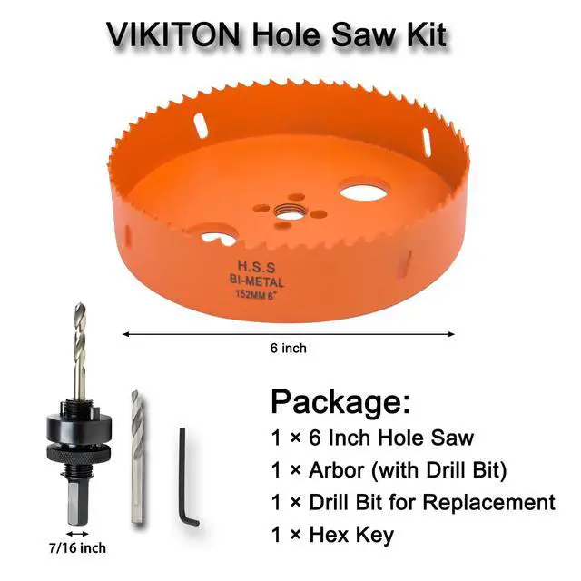 Alt view image 4 of 6 - 6 inch Hole Saw for Wood, Metal, Plastic & Drywall, with Arbor | 152mm Bi-Metal Hole Saw Cutter, Fast Chip Removal, Smooth Clean Cuts, Heavy-Duty yet Lightweight & Handy
