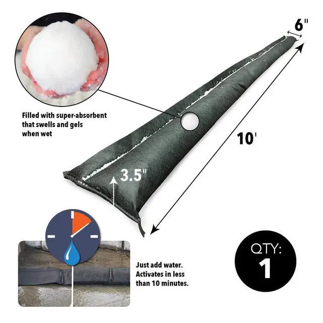 Alt view image 3 of 7 - QD610-1 Water Activated Flood Barrier 10 feet, 1-Pack