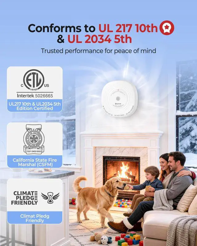 Alt view image 3 of 7 - Smoke Detector Carbon Monoxide Detector Combo 10-Year Sealed Battery | UL 217 10th/UL 2034 5th Certified/85 dB Alarm, Photoelectric Fire Smoke Alarm & CO Detector for Home Hotel Rental Apartment