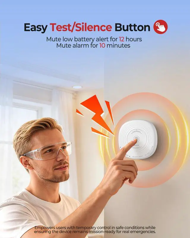 Alt view image 6 of 7 - Smoke Detector Carbon Monoxide Detector Combo 10-Year Sealed Battery | UL 217 10th/UL 2034 5th Certified/85 dB Alarm, Photoelectric Fire Smoke Alarm & CO Detector for Home Hotel Rental Apartment