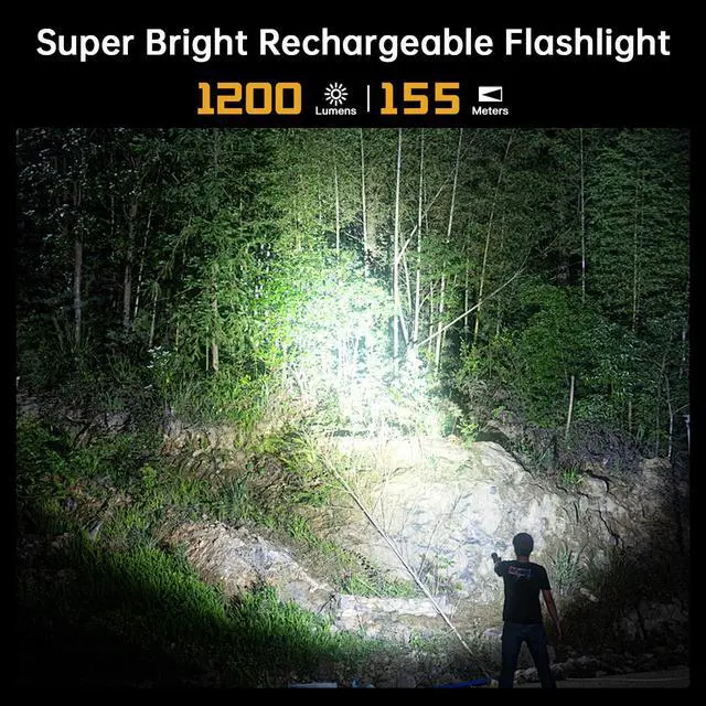 Alt view image 2 of 6 - FC11C Led Flashlight Rechargeable High Lumen 1200 | 90 High CRI Small Flashlight, Super Bright EDC Flashlight IP68 Waterproof, 155Meters, Magnetic Flash Light for Home (5000K)