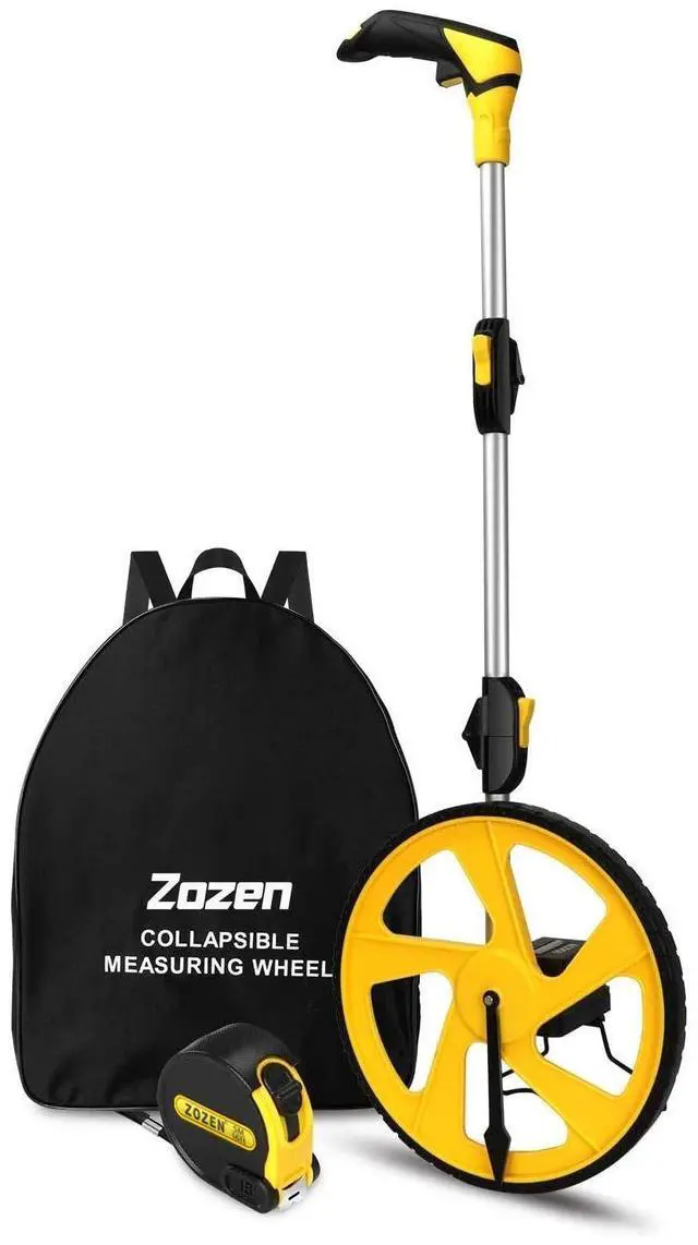 Main image of Measuring Wheel in Feet and Inches, Double Collapsible, Mechanical | One-Key Reset, Kickstand, Start Point Arrow, 12.5" Roller, Portable Backpack, 0-9,999 Ft Measure Wheel, Adapt Various Roads