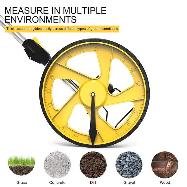 Alt view image 2 of 6 - Measuring Wheel in Feet and Inches, Double Collapsible, Mechanical | One-Key Reset, Kickstand, Start Point Arrow, 12.5" Roller, Portable Backpack, 0-9,999 Ft Measure Wheel, Adapt Various Roads