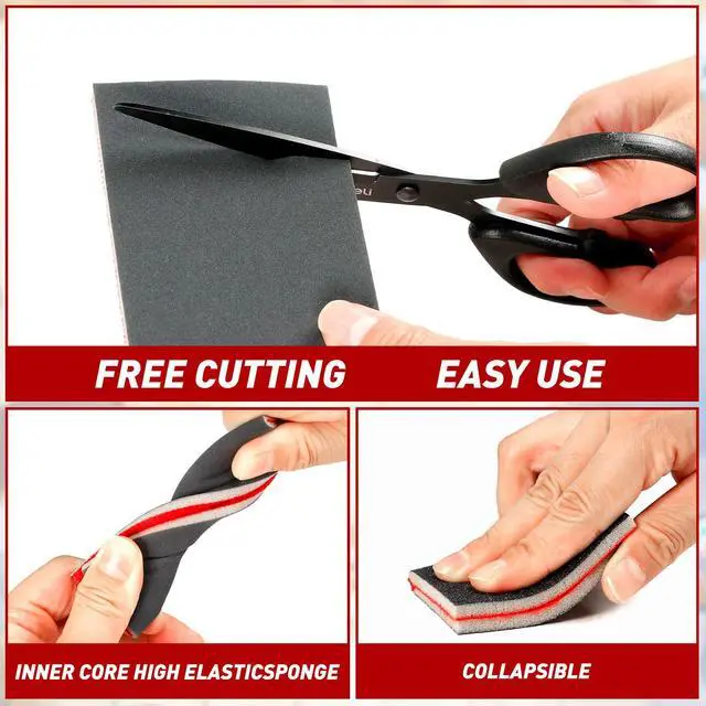 Alt view image 4 of 7 - 24 PCS Sanding Block Sponge 80-3000 Grit Wet Dry Sandpaper for Wood Metal | Sandpaper Assortment, Flexible Foam for Curved & Uneven Surfaces, Washable & Reusable, for DIY Projects Auto