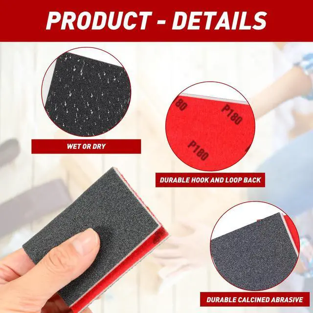 Alt view image 6 of 7 - 24 PCS Sanding Block Sponge 80-3000 Grit Wet Dry Sandpaper for Wood Metal | Sandpaper Assortment, Flexible Foam for Curved & Uneven Surfaces, Washable & Reusable, for DIY Projects Auto