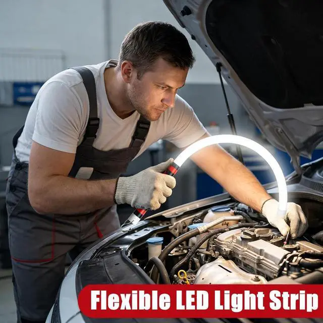 Alt view image 2 of 7 - Flexible LED Flashlight Stick, 30" Bendable Work Light Rechargeable High Lumen Professional Light 3 Lighting Modes Automotive Illumination Tool for Mechanic Car Repairs Inspections Tight Spaces
