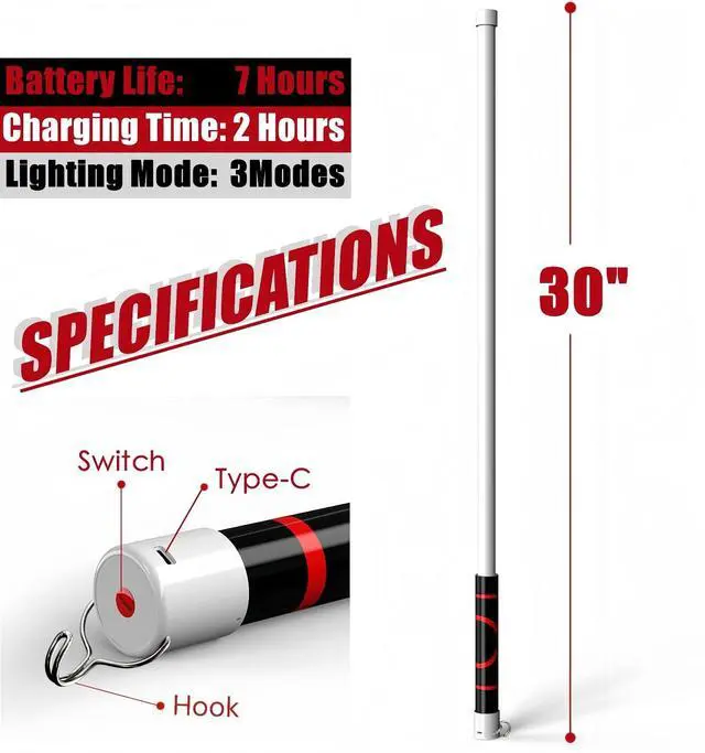 Alt view image 7 of 7 - Flexible LED Flashlight Stick, 30" Bendable Work Light Rechargeable High Lumen Professional Light 3 Lighting Modes Automotive Illumination Tool for Mechanic Car Repairs Inspections Tight Spaces