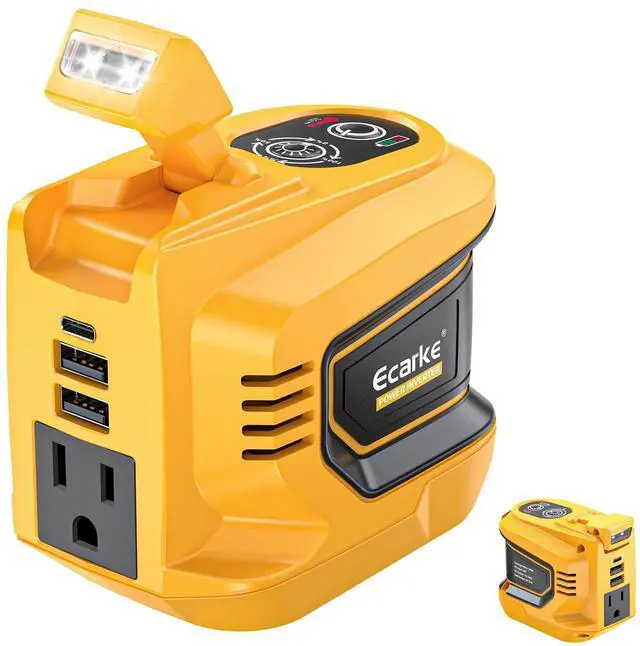 Main image of 220W Portable Power Inverter Compatible with DeWALT 20V Battery (Tool Only), DC 20V to AC 110V Power Station with 1 AC Outlet, 2 USB-A, 1 Type-C & LED Light for Camping Outdoor Emergency