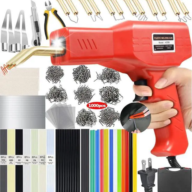 Main image of Upgraded 220W Plastic Welder, 2 in 1 Plastic Welding Kit Plastic Repair Welder Kit 1000PCS Hot Stapler Soldering Gun with 100PCS Plastic Welding Rods Car Bumper Repair Kit for Most Plastic Repair