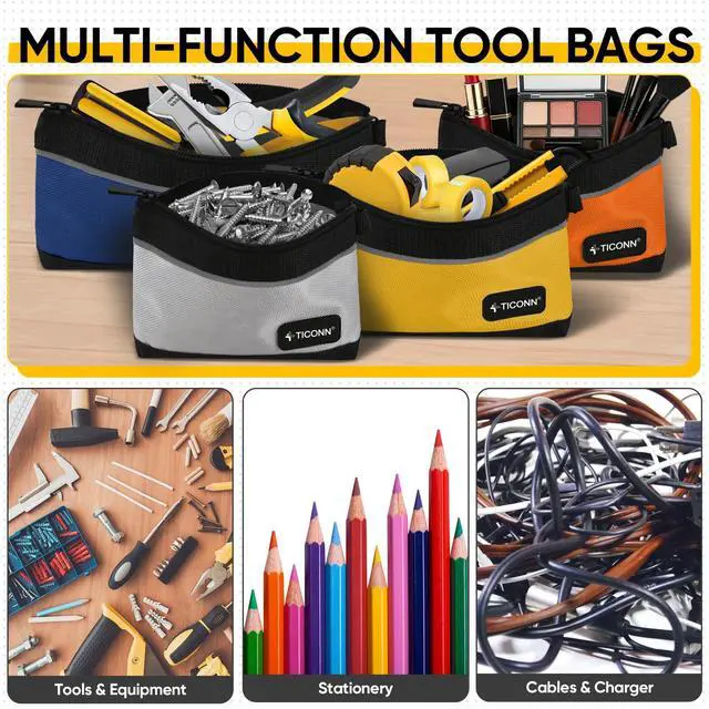 Alt view image 6 of 7 - Tool Pouches with Zipper, 1680D Oxford Small Tool Bags, Waterproof Utility Bag Zipper Pouch for Tool Organizers and Storage (6 Pack Combo)
