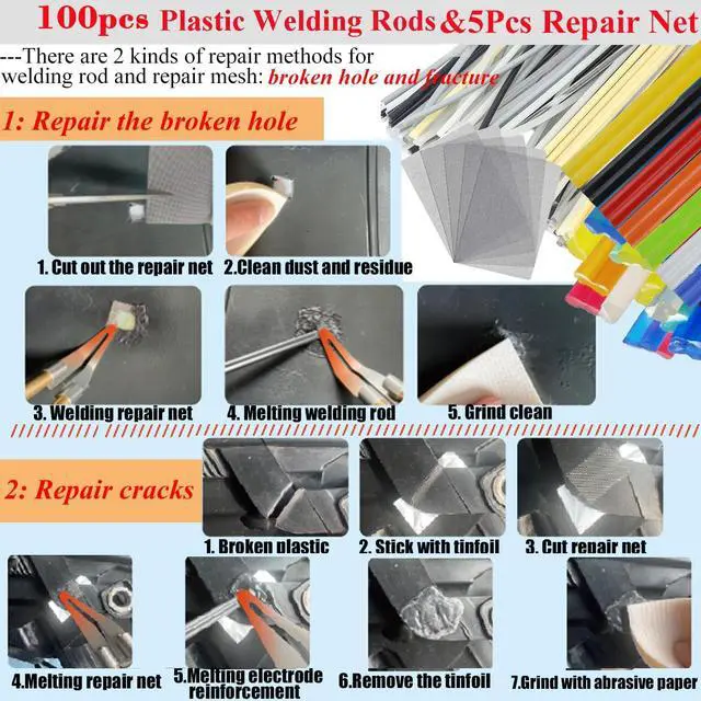 Alt view image 3 of 7 - Upgraded 220W Plastic Welder, 2 in 1 Plastic Welding Kit Plastic Repair Welder Kit 1000PCS Hot Stapler Soldering Gun with 100PCS Plastic Welding Rods Car Bumper Repair Kit for Most Plastic Repair