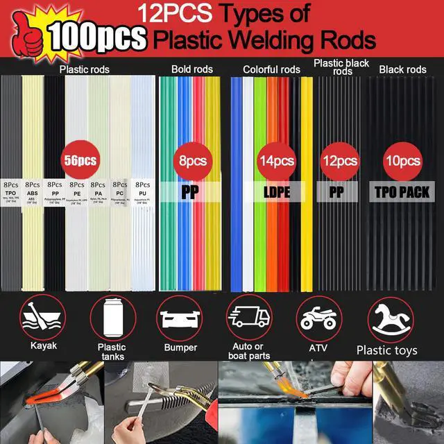 Alt view image 4 of 7 - Upgraded 220W Plastic Welder, 2 in 1 Plastic Welding Kit Plastic Repair Welder Kit 1000PCS Hot Stapler Soldering Gun with 100PCS Plastic Welding Rods Car Bumper Repair Kit for Most Plastic Repair