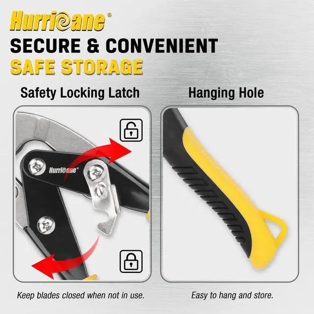 Alt view image 5 of 7 - 10 inch Aviation Tin Snips, Straight Cut Metal Shears with Non-Slip Tyregrip Handle, Cr-V Steel Blades Shears for Thin Sheet Metal, Aluminum, Gutter & DIY Projects
