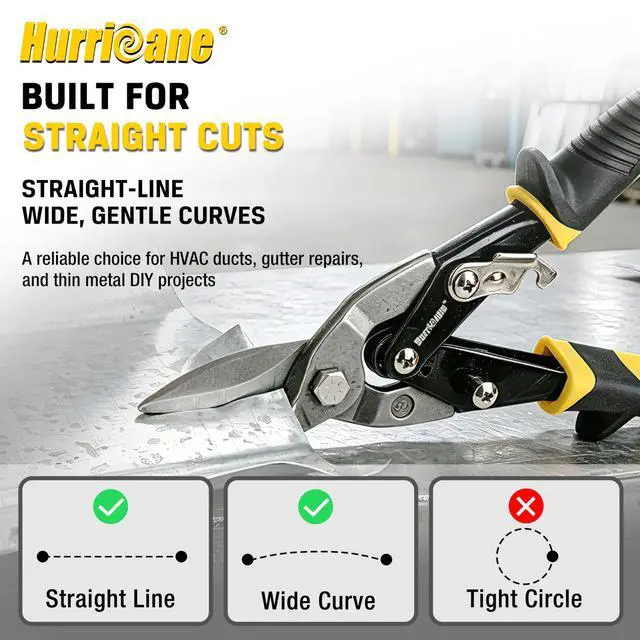 Alt view image 6 of 7 - 10 inch Aviation Tin Snips, Straight Cut Metal Shears with Non-Slip Tyregrip Handle, Cr-V Steel Blades Shears for Thin Sheet Metal, Aluminum, Gutter & DIY Projects