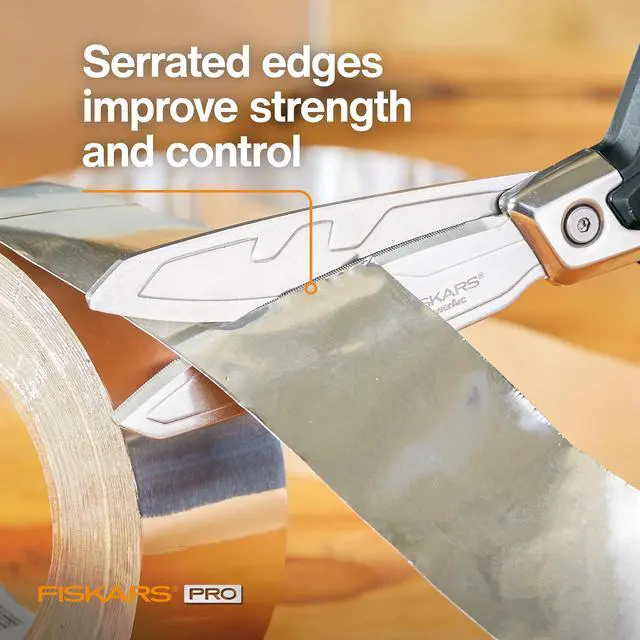 Alt view image 3 of 6 - Pro PowerArc Shop Shears, Heavy Duty Stainless Steel Scissor, Industrial Grade Tool for Building and Construction, 10 in, Orange/Black