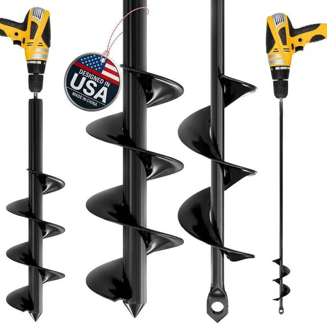 Main image of Auger Drill Bit for Planting 2 Pack 1.6 x 16 Inch & 3.5 x 16 Inch Set Garden Spiral Hole and Bulb Planter Tool for Umbrella Holes - Compatible with 3/8 Inch Hex Drive
